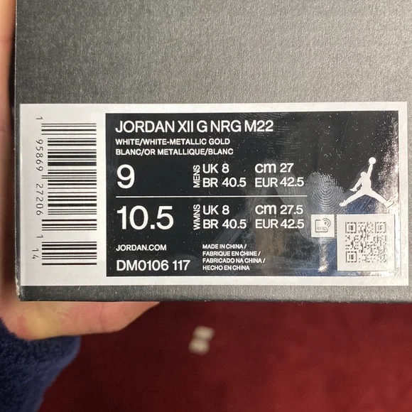 New Mens Nike Air Jordan 12 G Sz 9 Masters White Gold Golf Shoes DM0106 117 - Picture 6 of 6